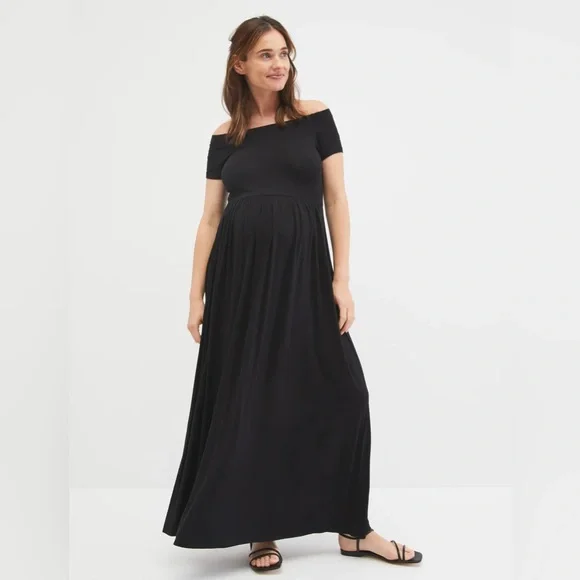 Motherhood | Dresses | Motherhood Maternity Off The Shoulder Photoshoot  Maternity Dress Black Small | Poshmark